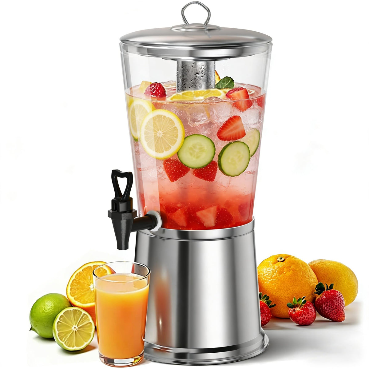 Stainless Steel Beverage Dispenser with Stand, 2 Gallons E4226