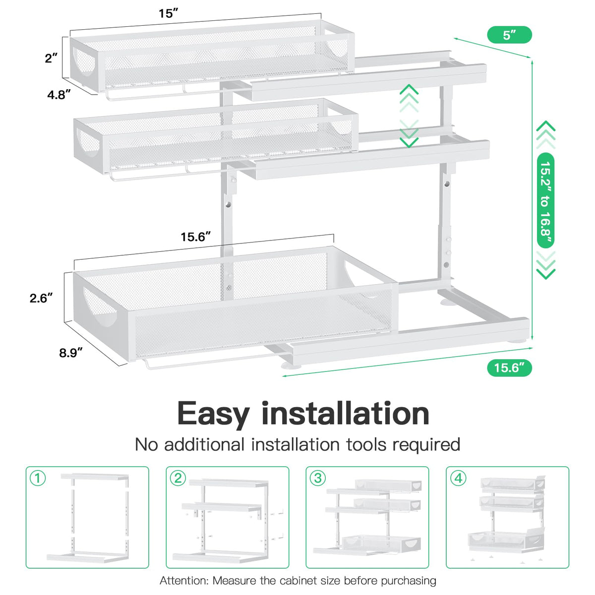 2-Pack 3-Tier Pull Out Under Sink Organizer J721