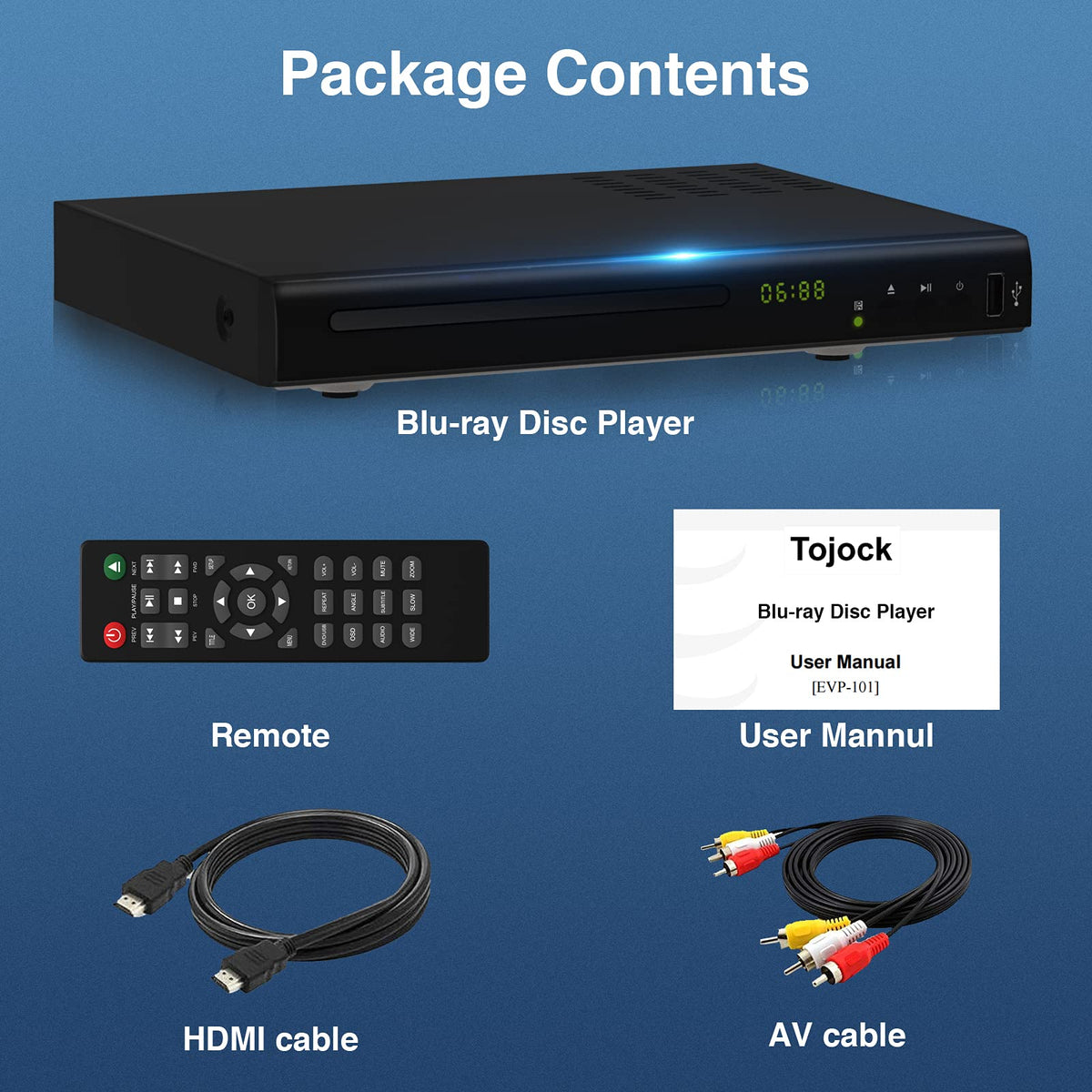 Blu Ray DVD Player 1080P Disc System with HDMI AV Cable W6923