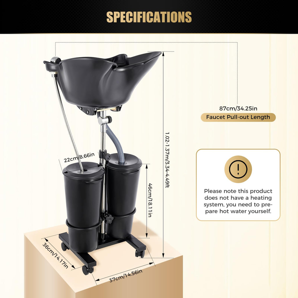 Portable Shampoo Basin with 2 Buckets V5411