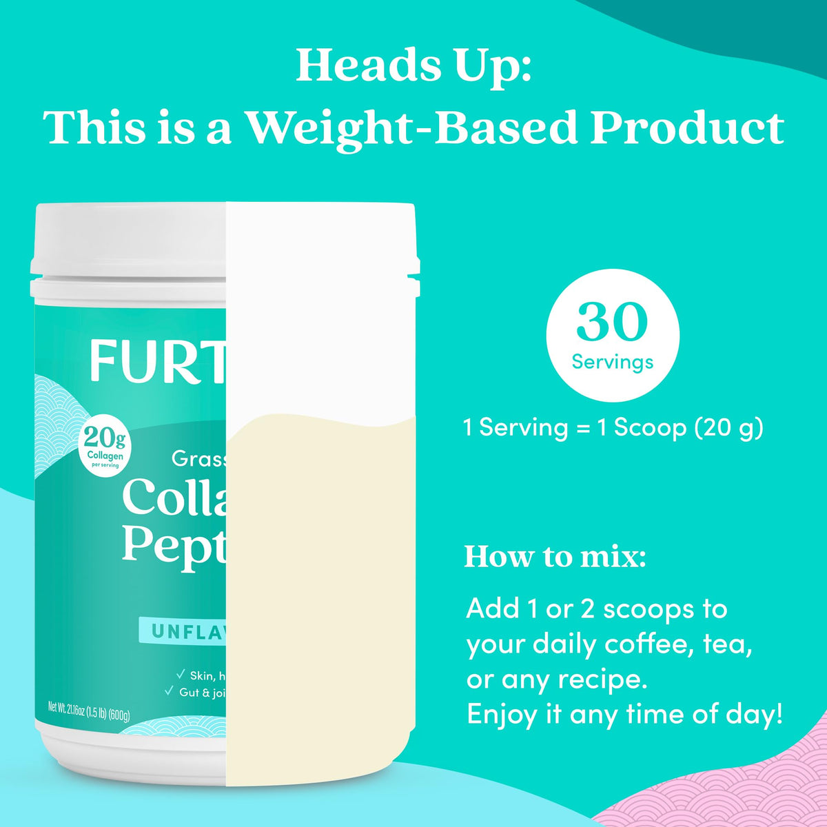 Unflavored Grass-Fed Collagen Peptides Powder 21.16 Oz R4894