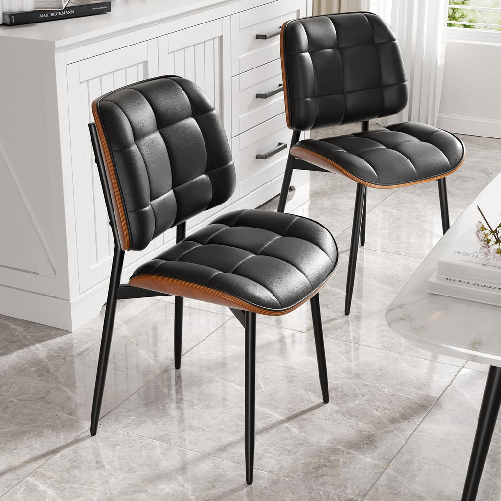 Black Faux Leather Dining Chairs Set of 4 Z382