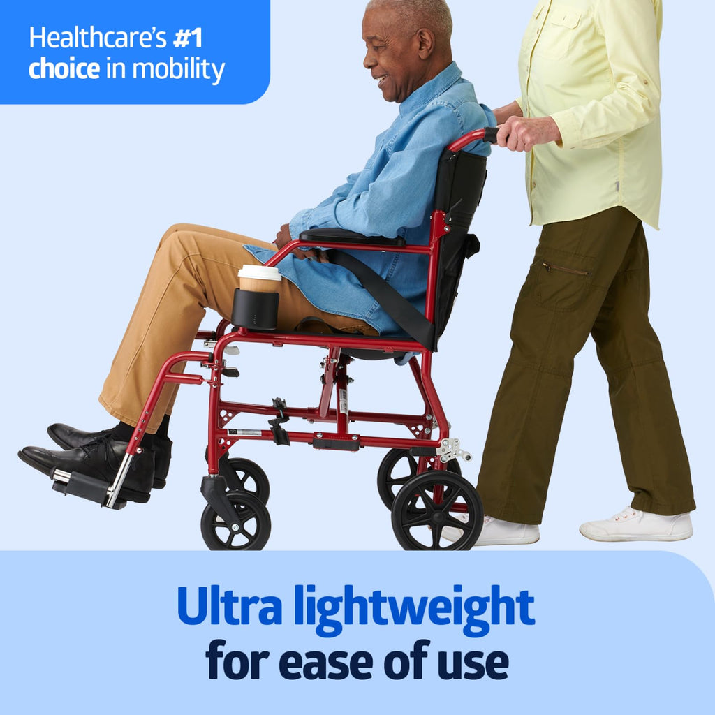 Ultra Lightweight Foldable Transport Wheelchair 19-Inch Seat K606