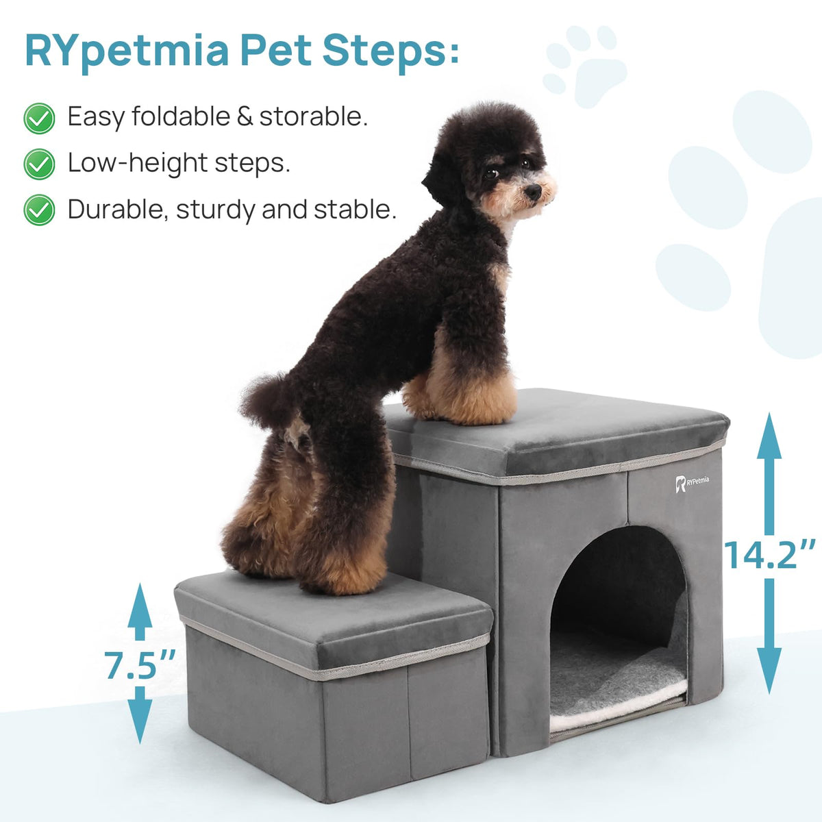 Foldable Pet Stairs with House & Storage F67933
