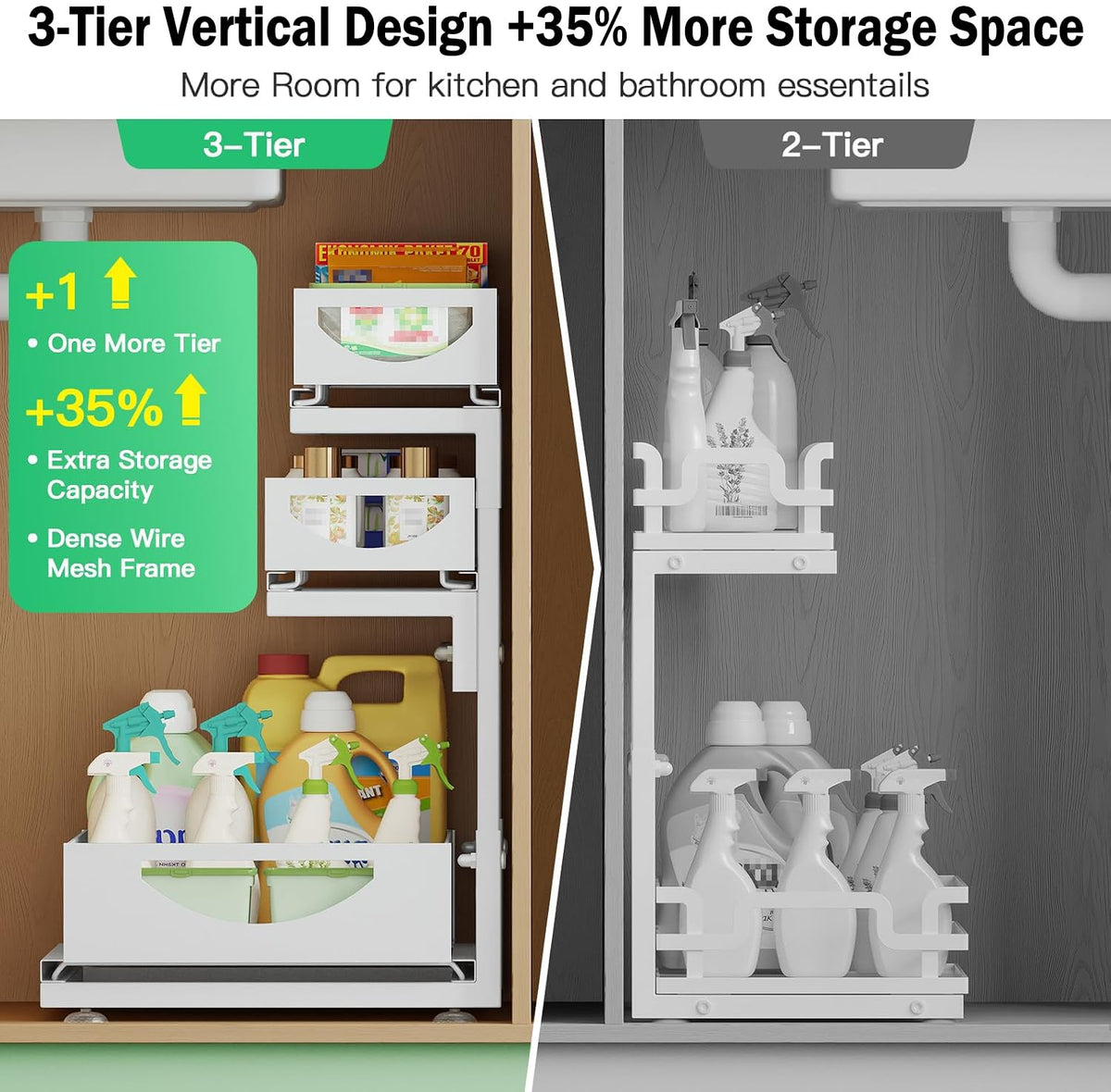2-Pack 3-Tier Pull Out Under Sink Organizer J721