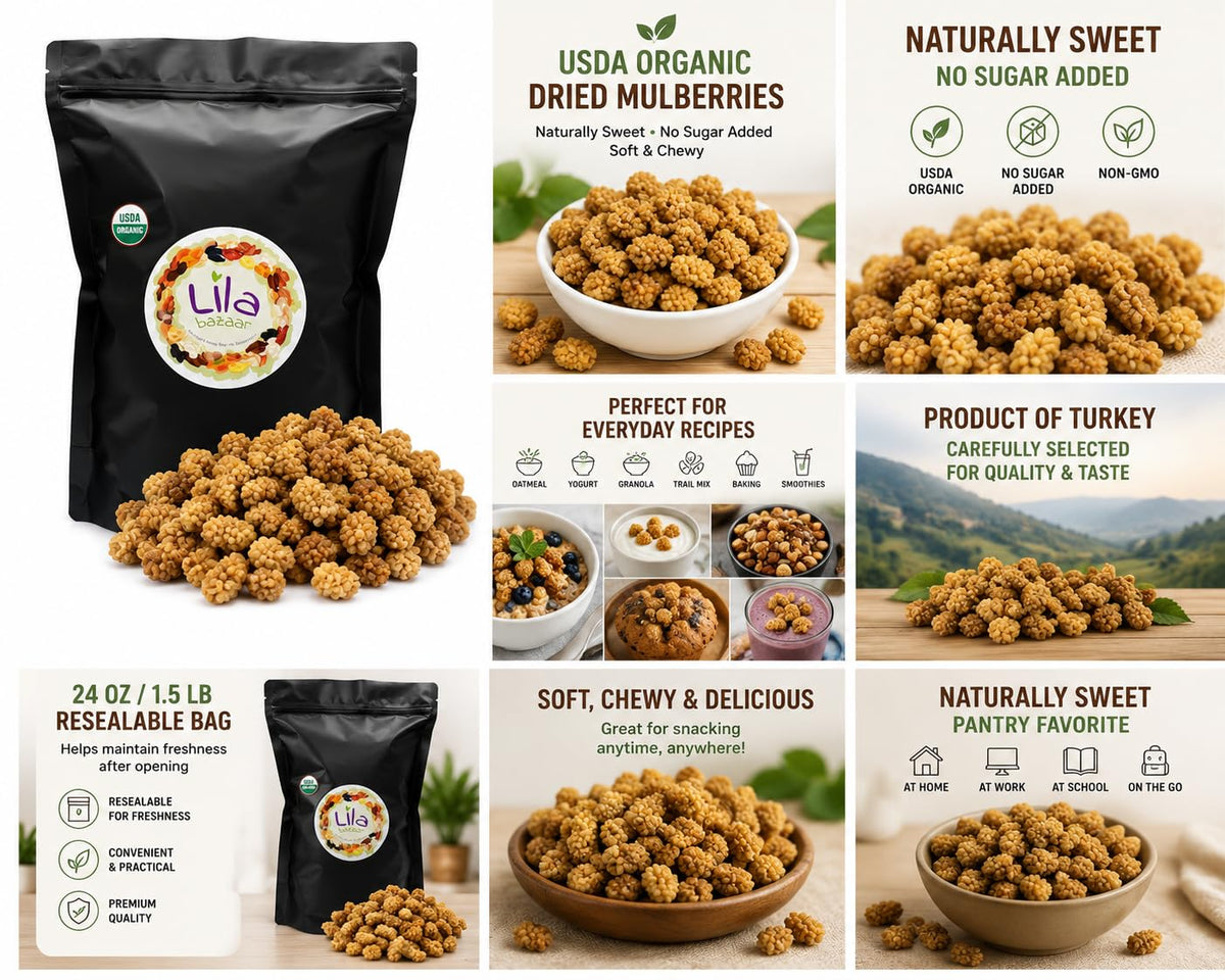 Organic Dried White Mulberries 24 oz V94390