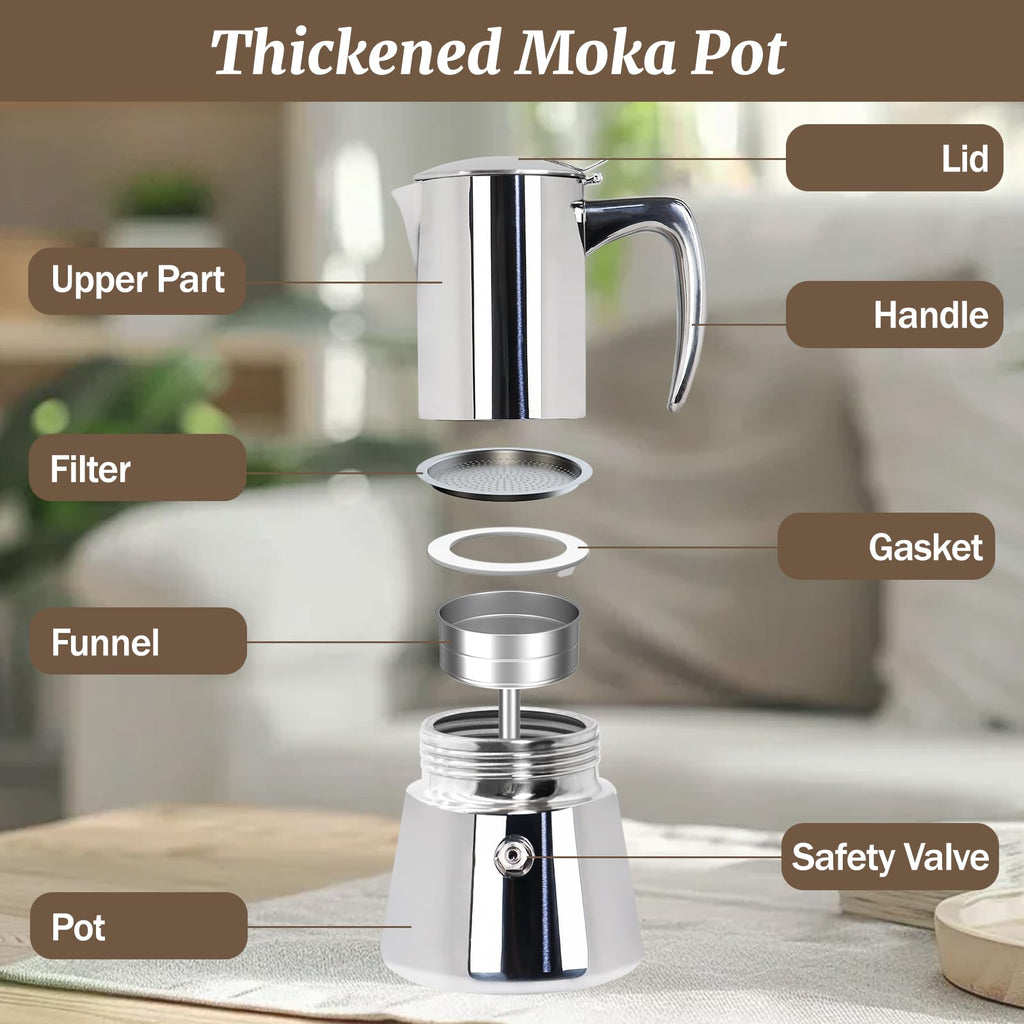 12 Cup 304 Stainless Steel Moka Pot D588