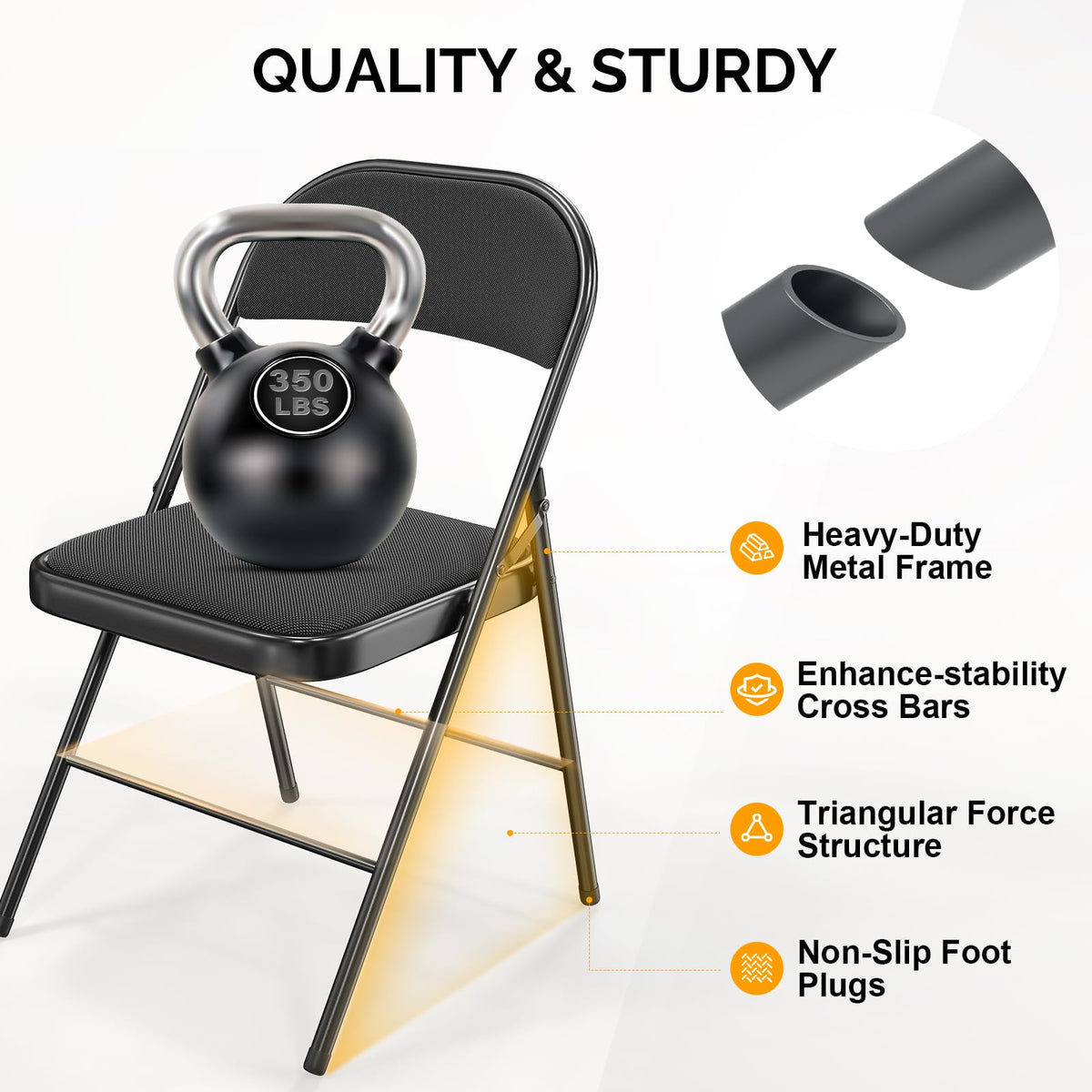 Black Fabric Padded Folding Chairs 10 Pack B10765