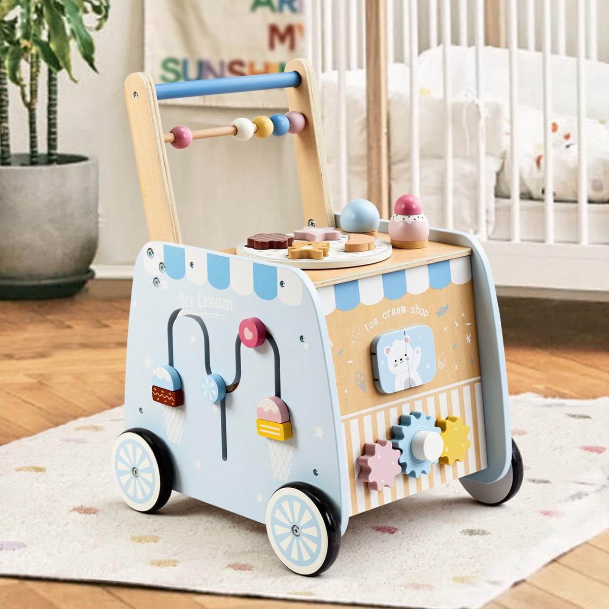Wooden Baby Walker with Wheels Q67154