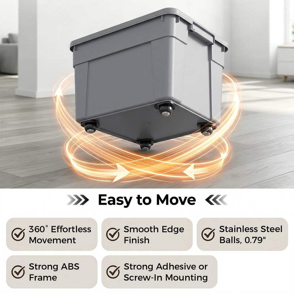 Black 4pcs Self Adhesive Caster Wheels A471