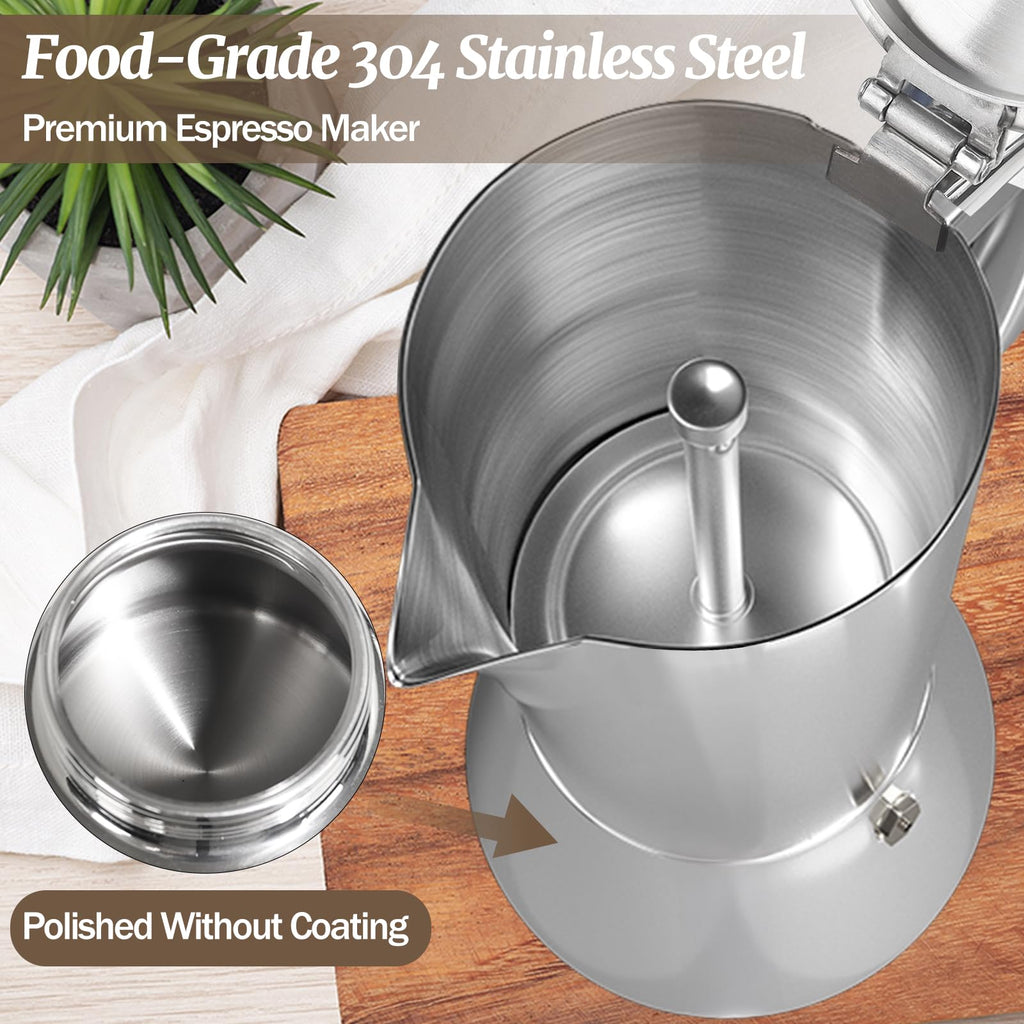 12 Cup 304 Stainless Steel Moka Pot D588