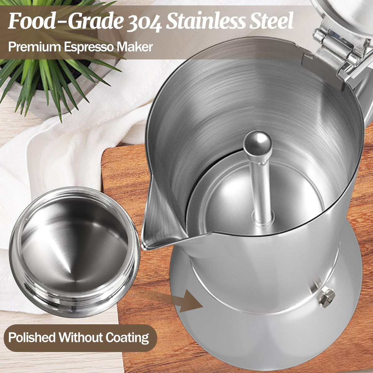 12 Cup 304 Stainless Steel Moka Pot D588