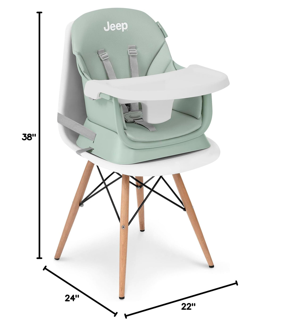 6-in-1 High Chair Converts to Stool Booster Seat Toddler Chair Activity Table and Desk and Chair Sage Green G7733