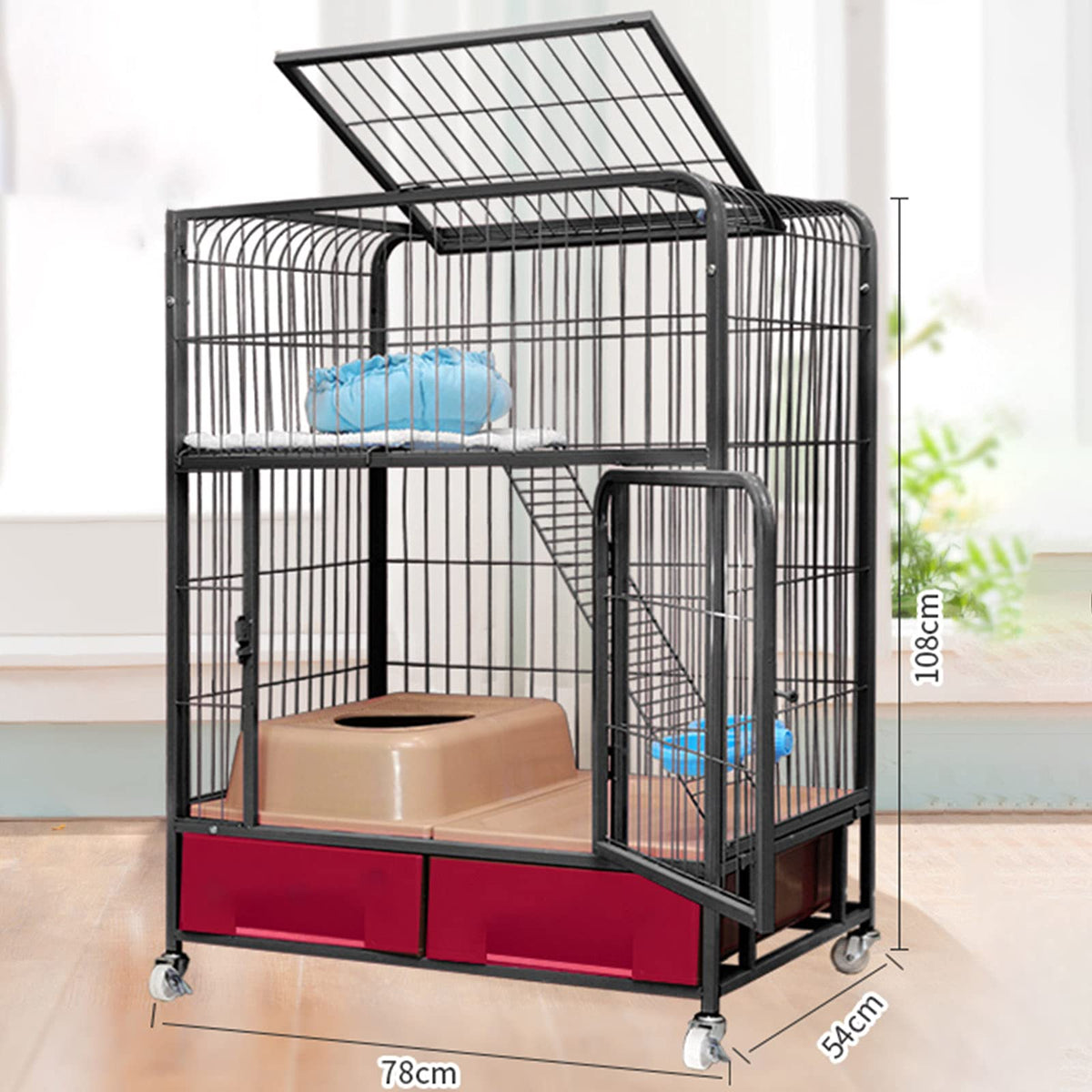 Heavy Duty Metal Dog Crate with Four Wheels F136