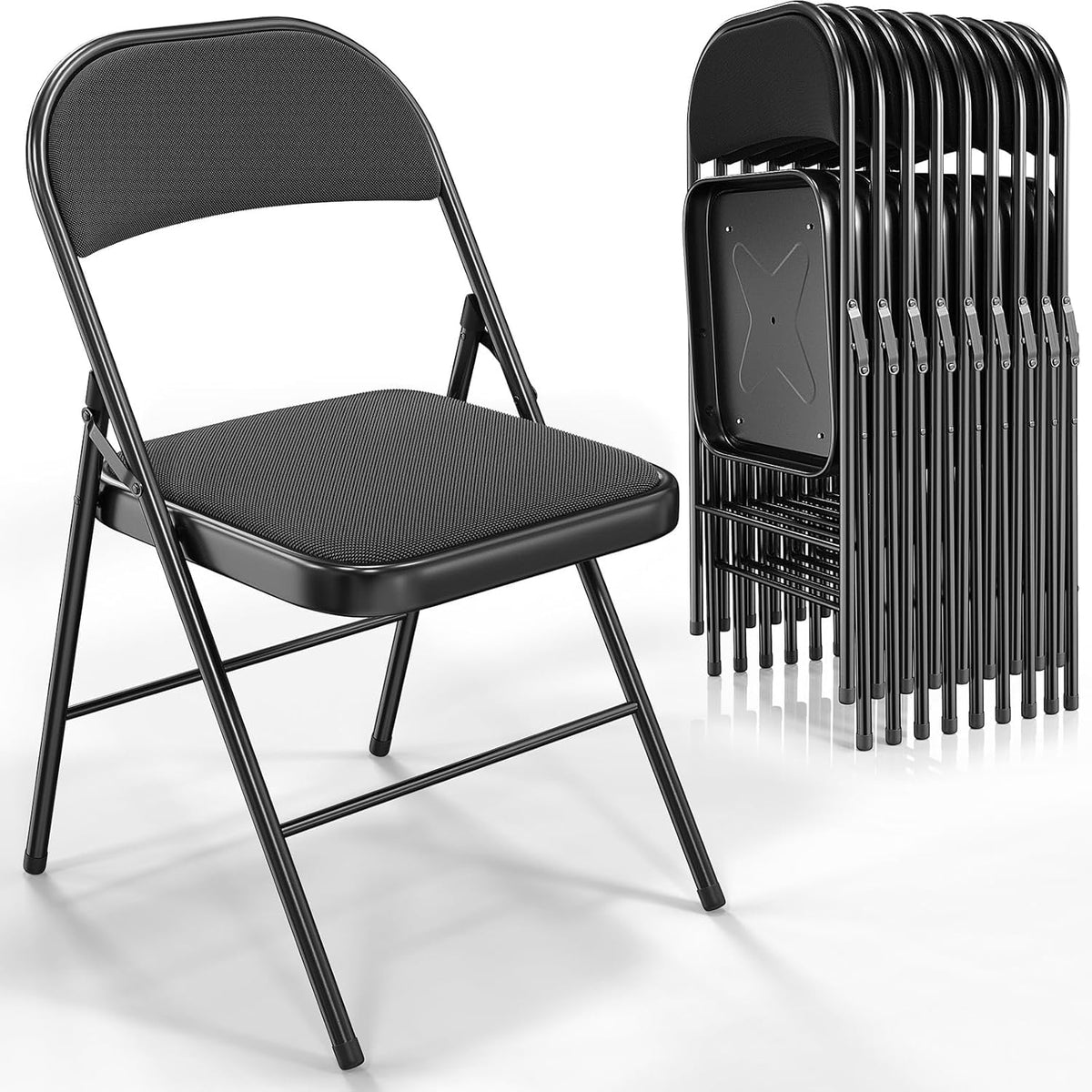 Black Fabric Padded Folding Chairs 10 Pack B10765