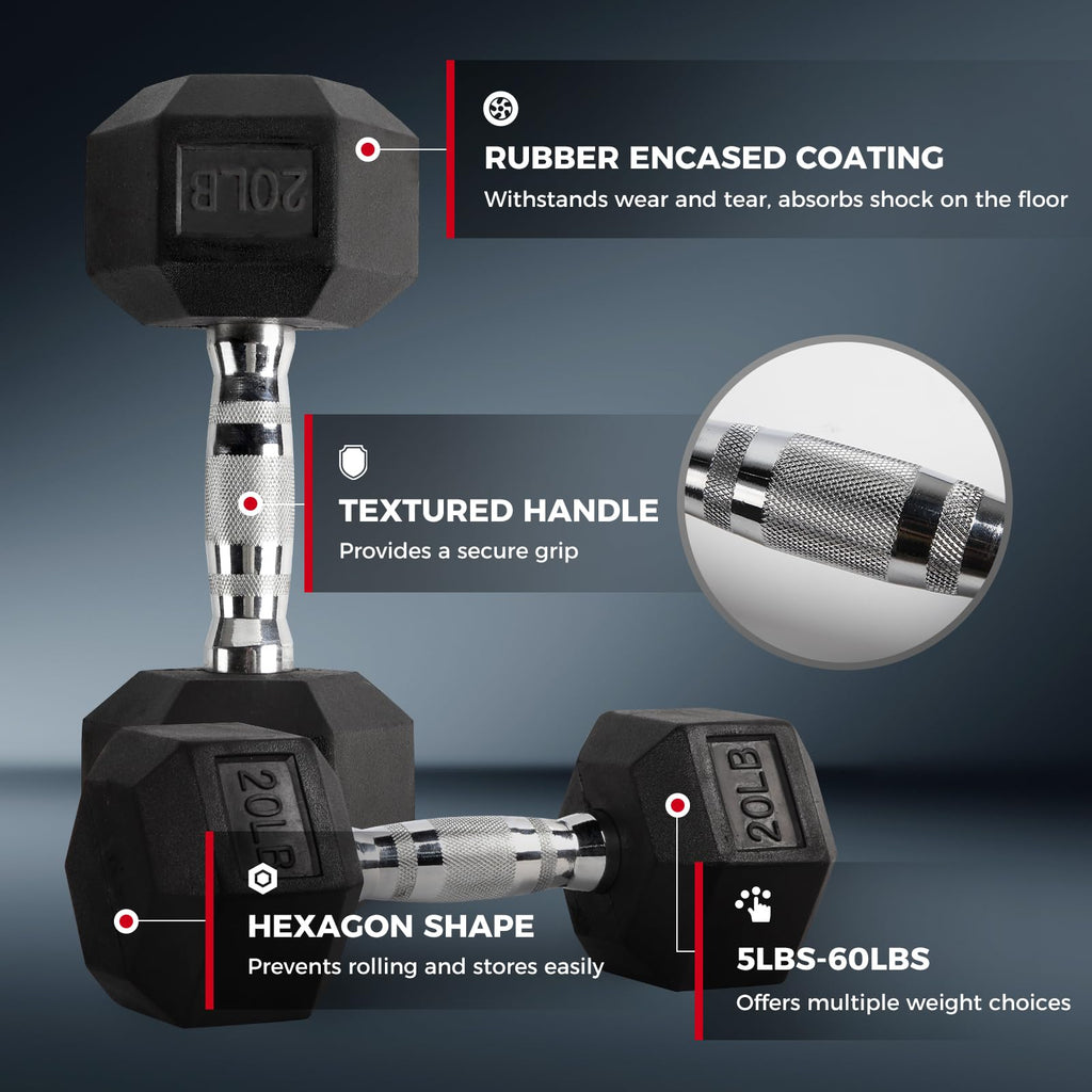 Rubber Coated Hex Dumbbell Set O3270