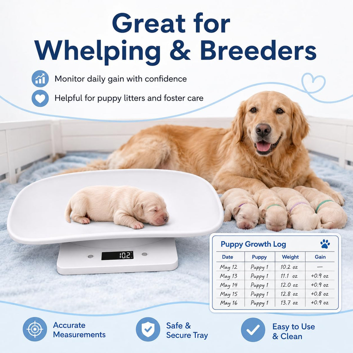 Digital Pet Scale with 1g Resolution and Tape Measure L256