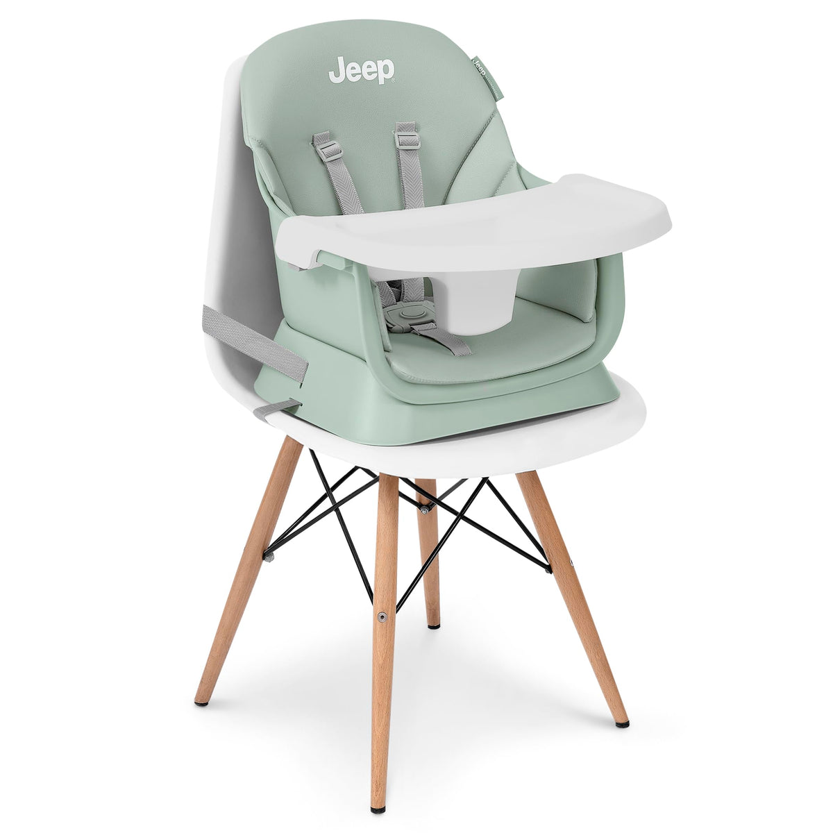 6-in-1 High Chair Converts to Stool Booster Seat Toddler Chair Activity Table and Desk and Chair Sage Green G7733