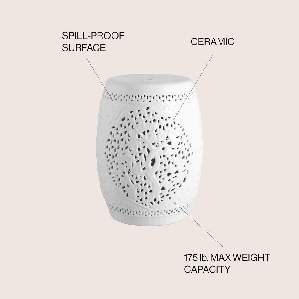 White Ceramic Garden Stool O5150