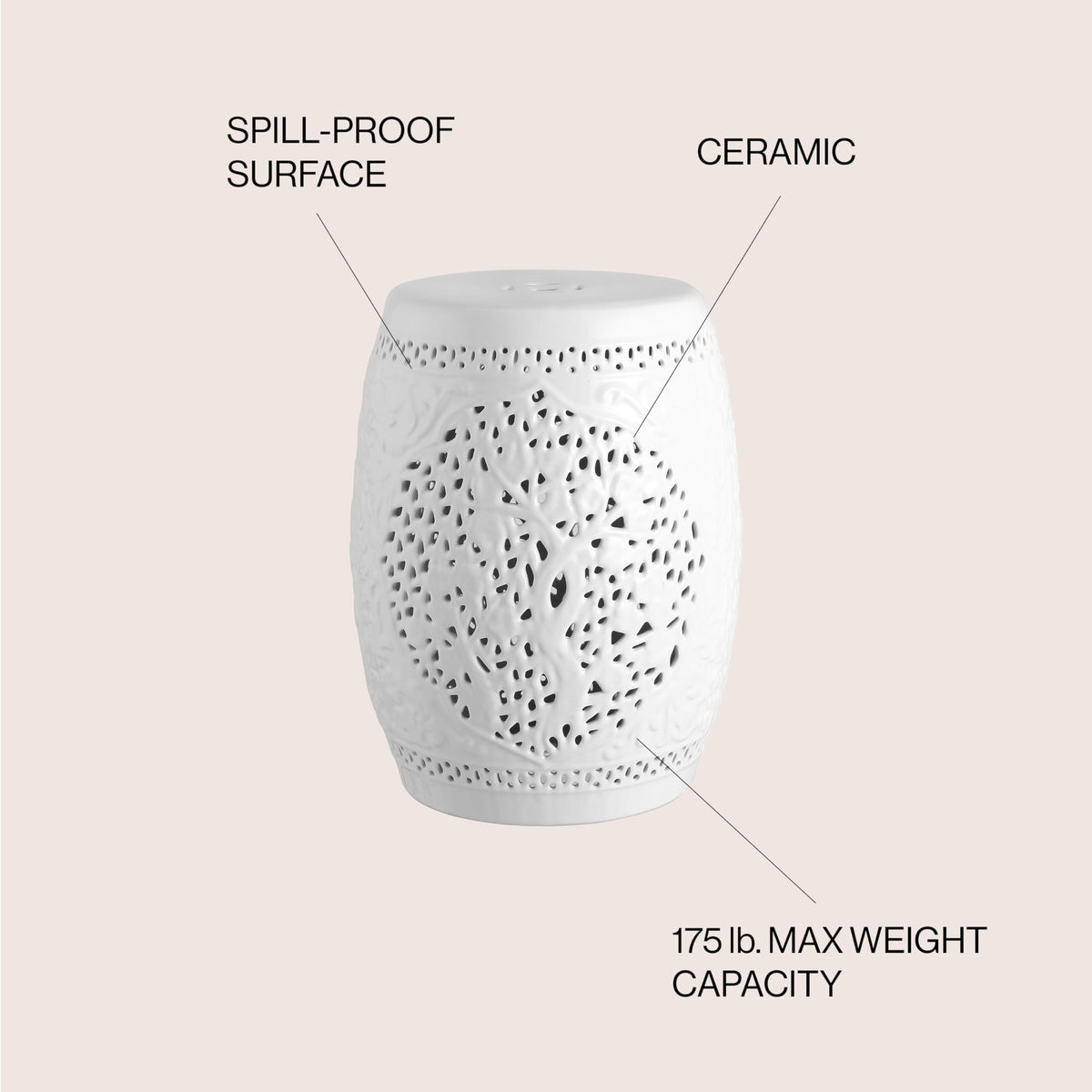 White Ceramic Garden Stool O5150