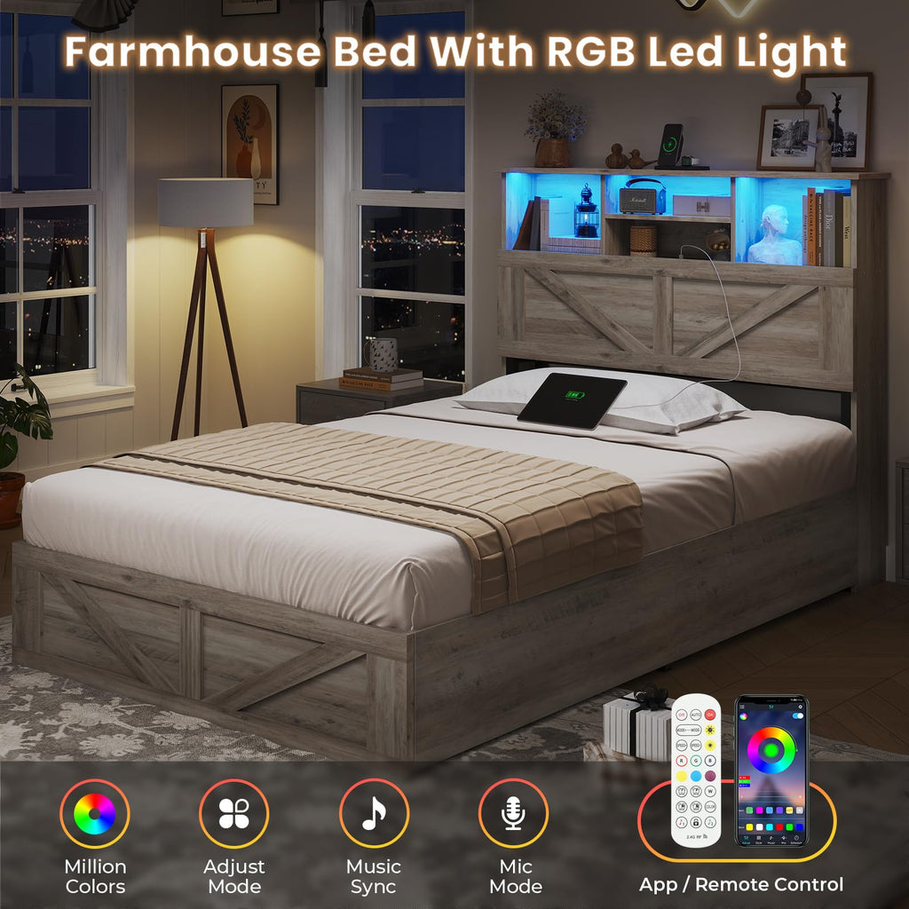 Twin Bed with Bookcase Headboard and 4 Drawers X78937