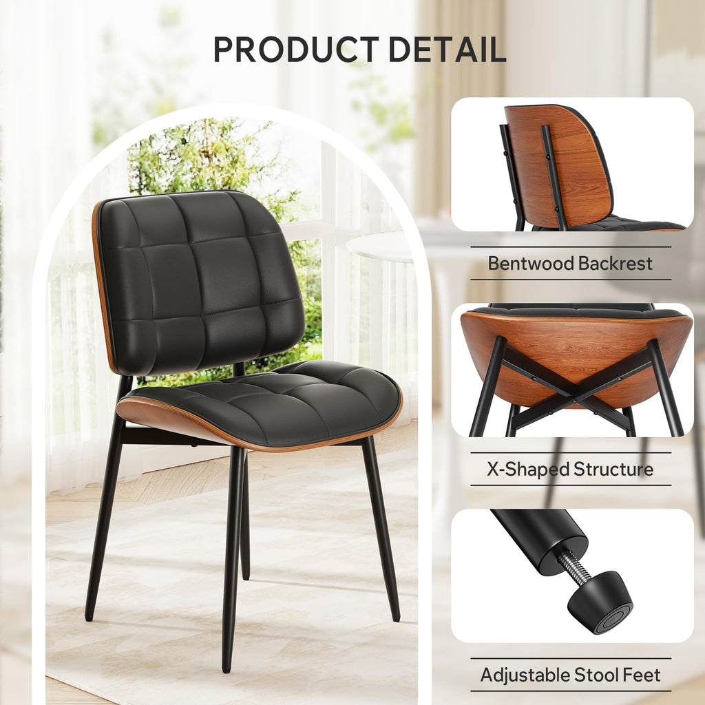 Black Faux Leather Dining Chairs Set of 4 Z382