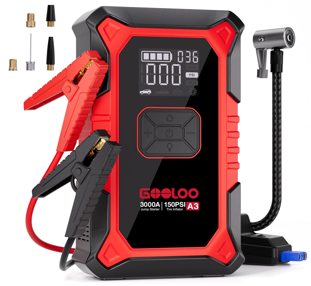 12V 3000A Portable Jump Starter with Air Compressor M43975