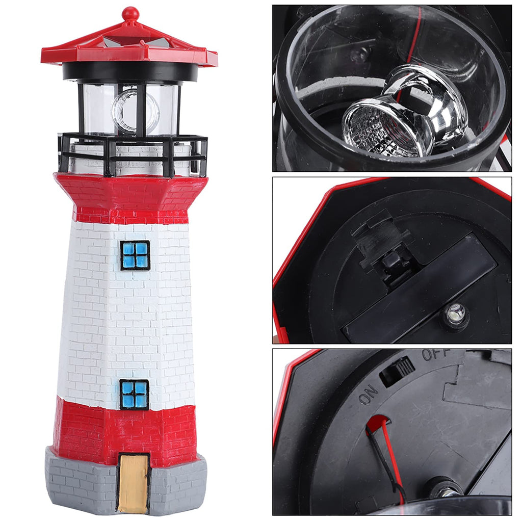 Solar Powered Rotating LED Lighthouse J1674