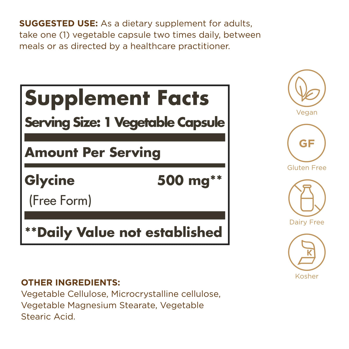 Glycine 500 mg 100 Vegetable Capsules C355366
