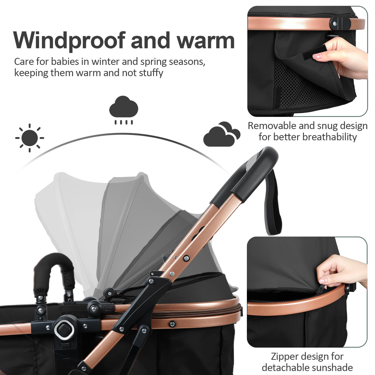 2 in 1 Convertible Bassinet Stroller with Reversible Seat UPF Canopy Black F107558