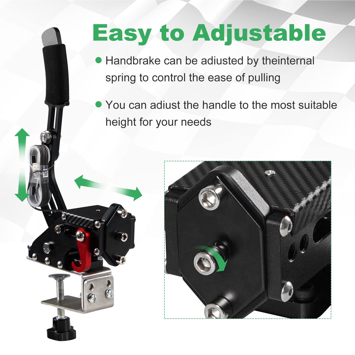 2-in-1 USB Handbrake with Hall Sensor and Clamp R848
