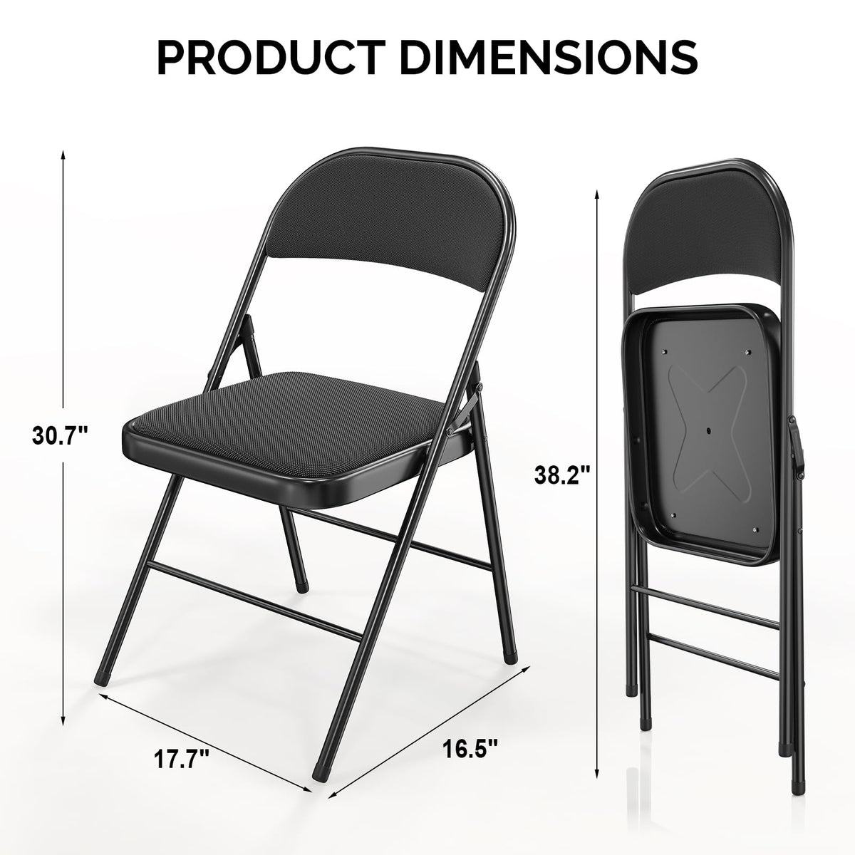Black Fabric Padded Folding Chairs 10 Pack B10765