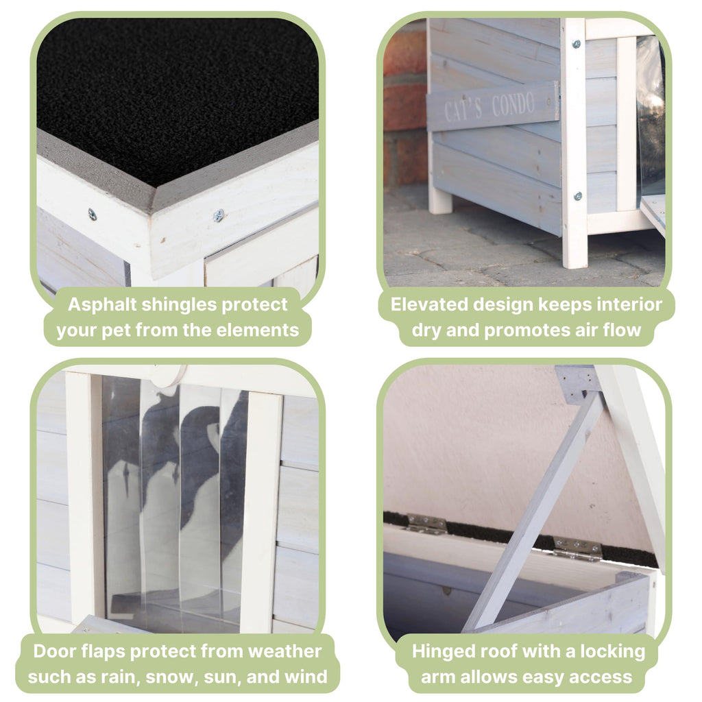 Small Outdoor Cat House with Raised Floor H9319