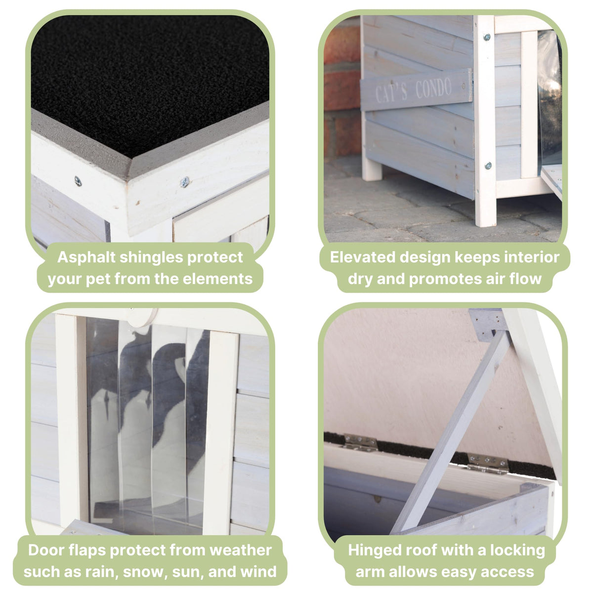 Small Outdoor Cat House with Raised Floor H9319