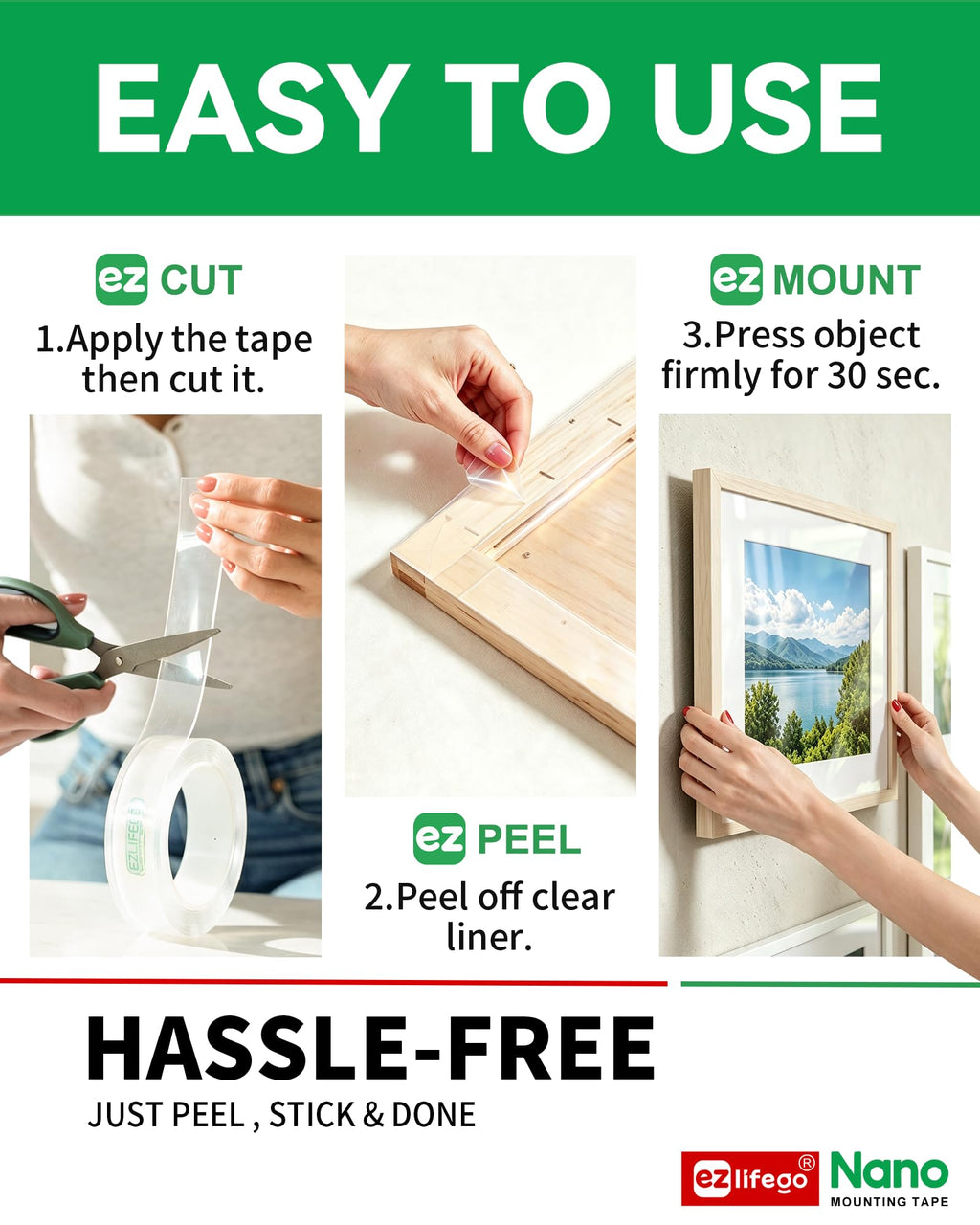 Heavy Duty Double Sided Mounting Tape, 9.85FT G52206
