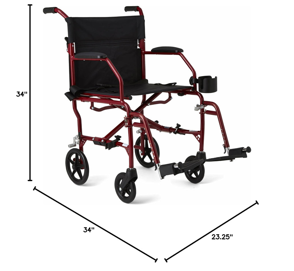 Ultra Lightweight Foldable Transport Wheelchair 19-Inch Seat K606