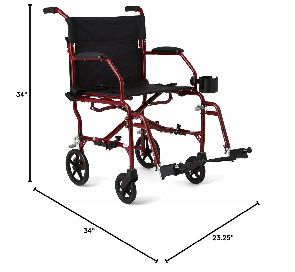 Ultra Lightweight Foldable Transport Wheelchair 19-Inch Seat K606