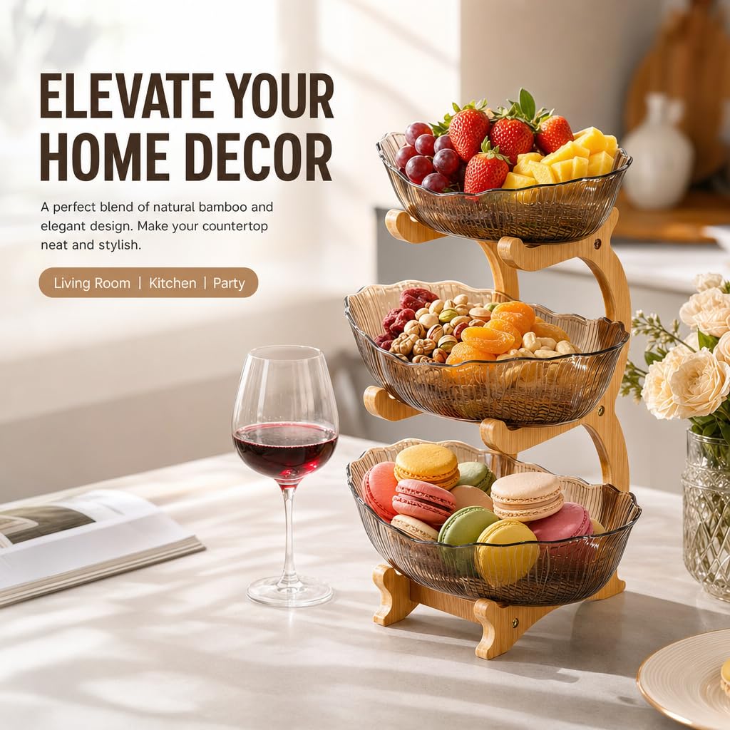3 Tier Bamboo Fruit Basket Y1526