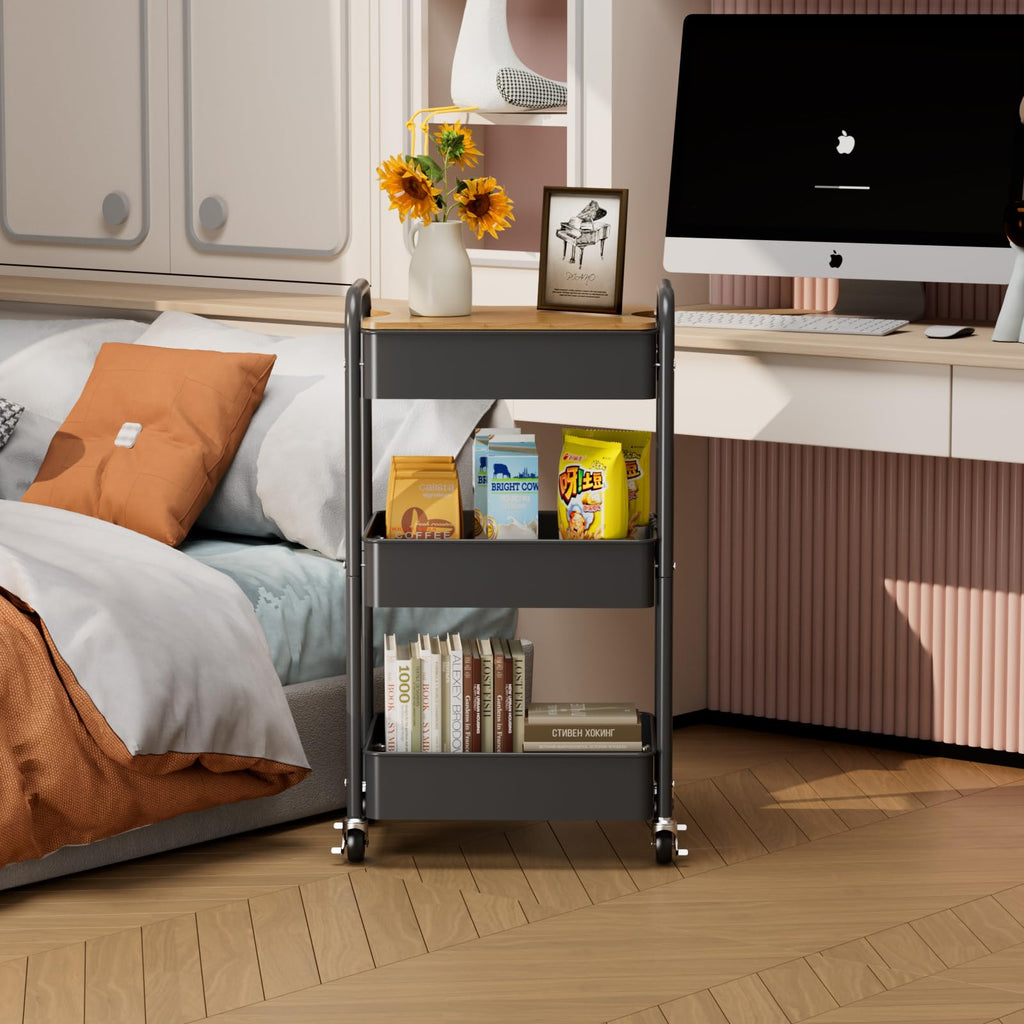 3-Tier Rolling Metal Utility Cart R83257