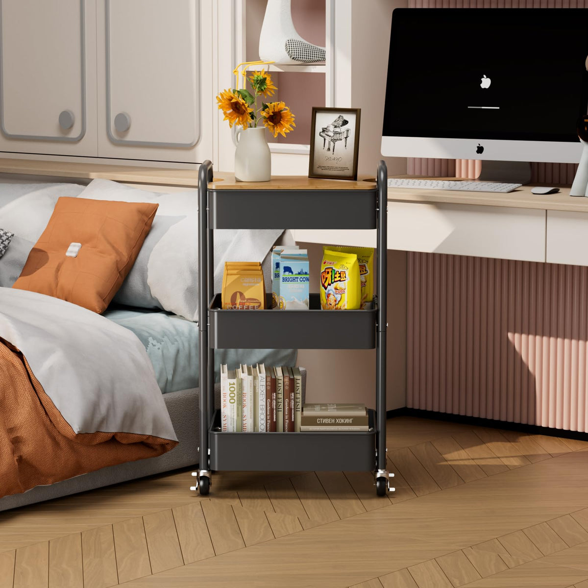 3-Tier Rolling Metal Utility Cart R83257