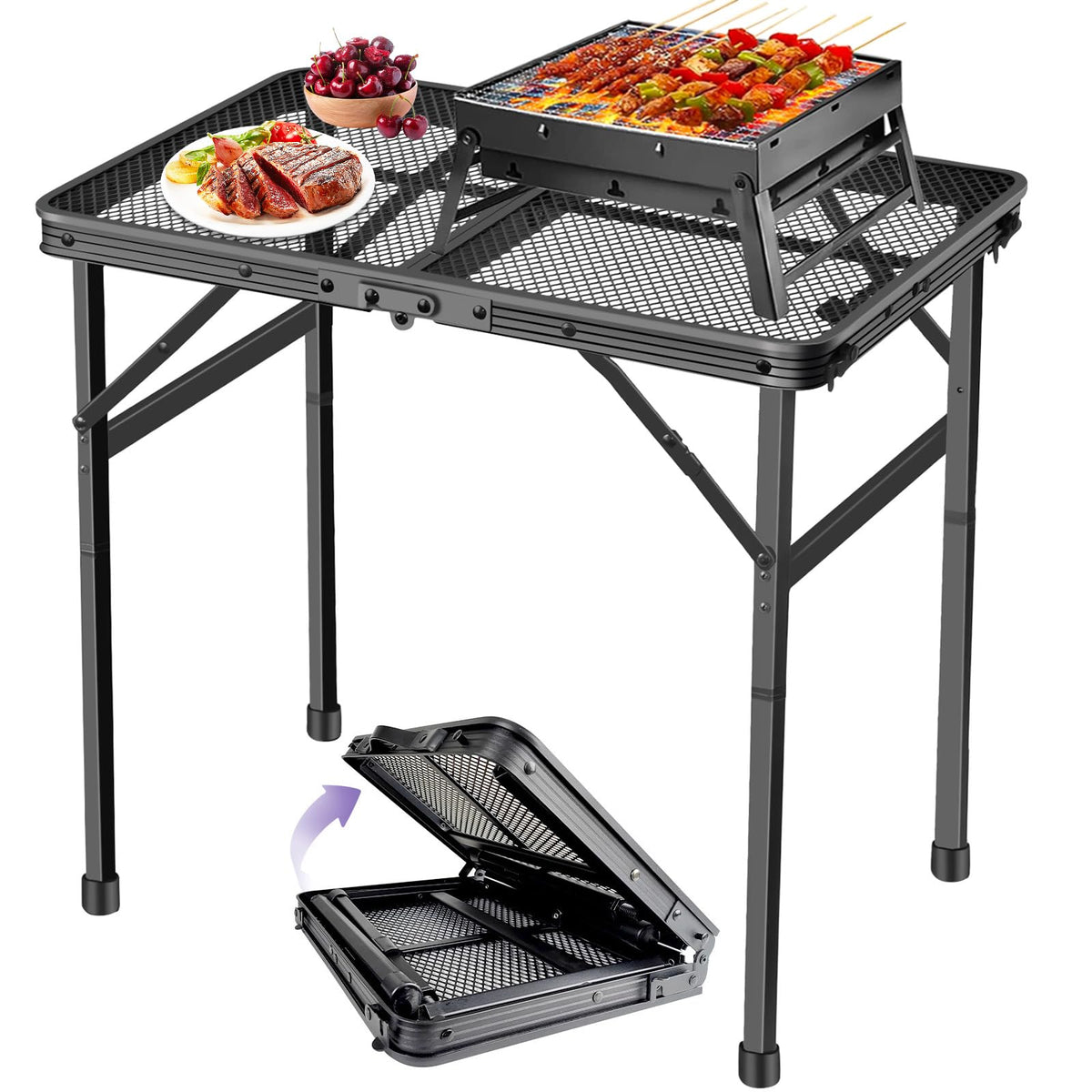 Black Adjustable Folding Camping Table Y4692