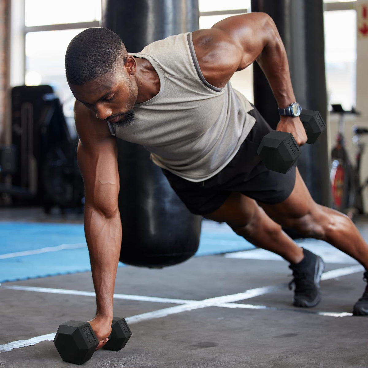 Rubber Coated Hex Dumbbell Set O3270