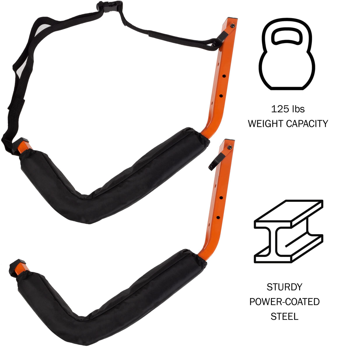 Kayak Storage Hooks Set of 2 Wall Mount 125lbs Capacity F2933