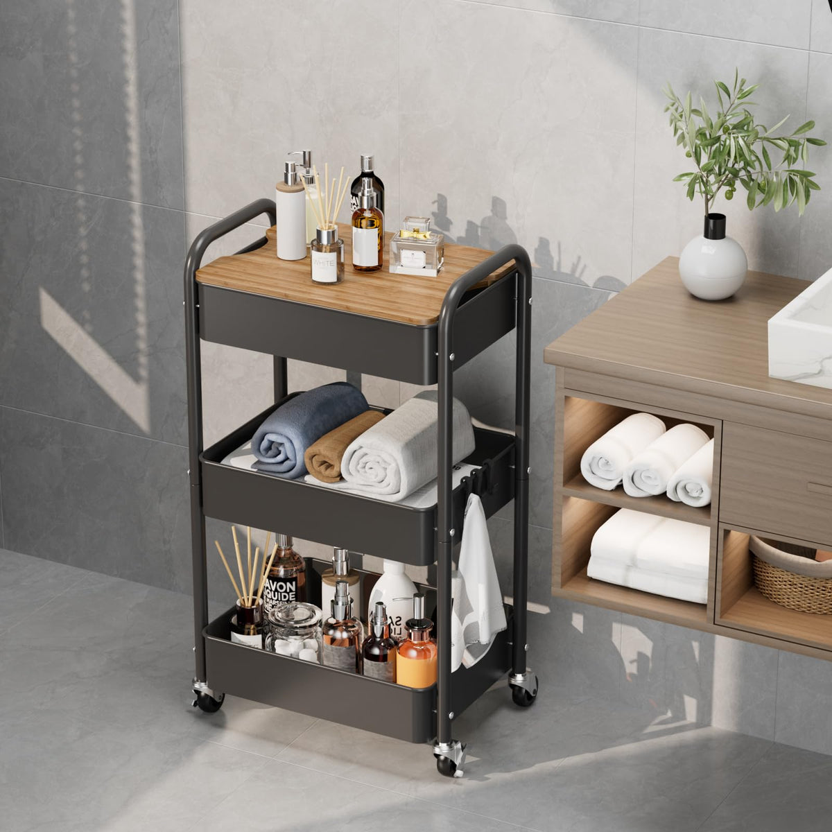 3-Tier Rolling Metal Utility Cart R83257
