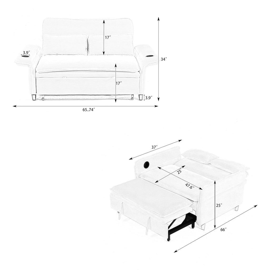 Pink Convertible Sleeper Sofa Bed C7637