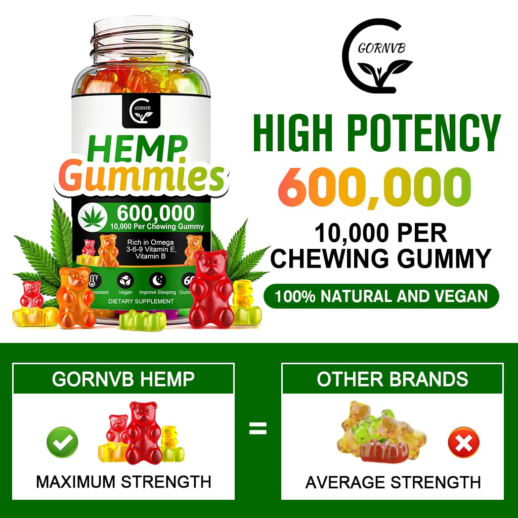 High Potency Hemp Gummies 600,000 Extra Strength Vegan Gluten-Free H22852