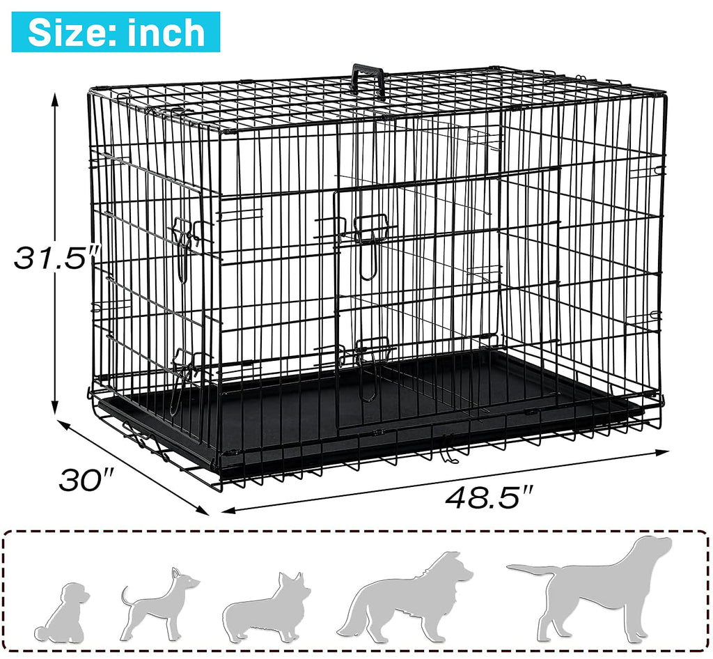 48" Heavy Duty Folding Wire Metal Dog Crate with Divider X506