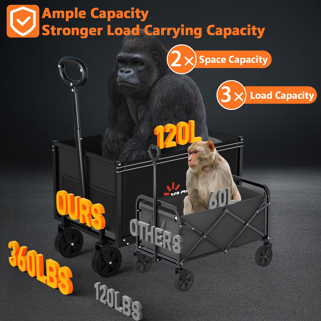 3 in 1 Foldable Wagon Cart with Sturdy Wheels H2667