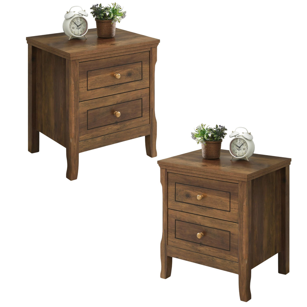 2 Drawer Wood Nightstand Set of 2 J191