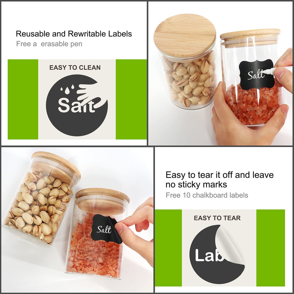 9 Pack 16 oz Glass Jars with Airtight Bamboo Lids J207250